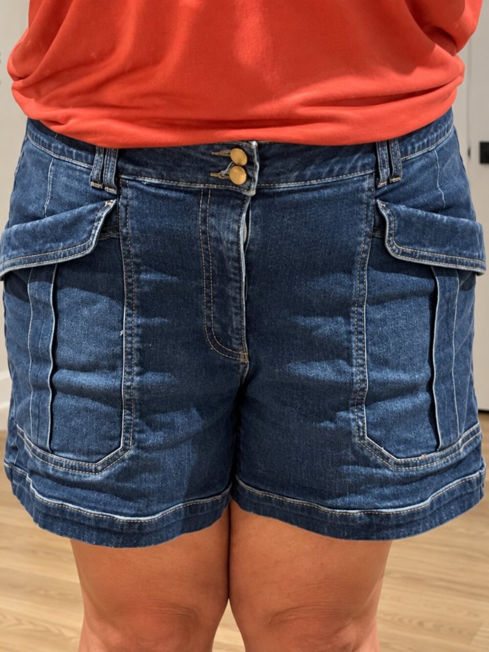 Democracy Denim Shorts 16 Dark Wash Stretch Utility Pockets Vacation